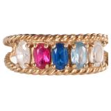 10K YELLOW GOLD LADIES RING W/ MULTICOLOR SPINEL