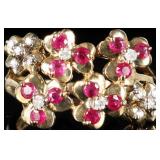 10K YELLOW GOLD PINK RUBY DIAMOND LADIES RING