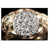 10K YELLOW GOLD DIAMOND CLUSTER LADIES RING