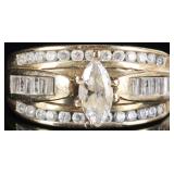 10K YELLOW GOLD LADIES TRI-BAND RING W/ DIAMONDS