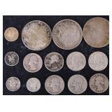 90% SILVER ASSORTED VINTAGE U.S. COINAGE - (14)