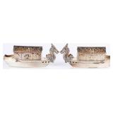 ANTIQUE STERLING SILVER DRAGON HOUSE BOAT SHAKERS