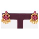 22K YELLOW GOLD LADIES RUBY EARRINGS