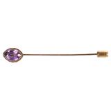 VINTAGE 10K YELLOW GOLD LADIES BROOCH W/ AMETHYST