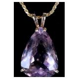 14K YELLOW GOLD AMETHYST LADIES NECKLACE