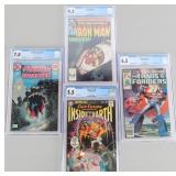 ASSORTED DC & MARVEL CGC GRADED COMICS (4)