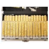 24K GOLD FLAKE VIALS W/ CASE - (54)