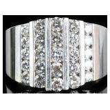 14K WHITE GOLD LADIES RING W/ IIA SYNTH DIAMONDS
