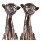 ANTIQUE STERLING SILVER CAT SALT & PEPPER SHAKERS