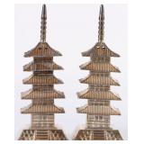 ANTIQUE STERLING SILVER JAPANESE PAGODA SHAKERS