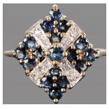 14K YELLOW GOLD LADIES RING W/ LONDON TOPAZ & DIAS
