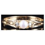 10K YELLOW GOLD PEARL CZ LADIES RING