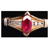 10K YELLOW GOLD PINK RUBY DIAMOND LADIES RING