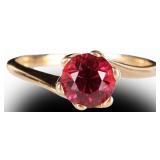 14K YELLOW GOLD RHODOLITE GARNET LADIES RING