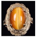 10K YELLOW GOLD TIGERS EYE LADIES RING