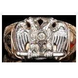 10K YELLOW GOLD TOPAZ 32 DEGREE FREEMASON RING