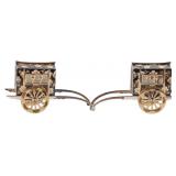 ANTIQUE 950 SILVER CLOISSONE RICKSHAW SHAKERS