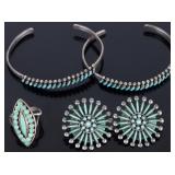 SW STYLE 925 BRACELETS EARRINGS & RING W/ TURQ (4)
