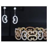 18K TRI-COLOR GOLD NATURAL DIAMOND SCROLL JEWELRY