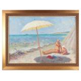 ANDREY G LYSENKO UNDER UMBRELLA BY SEA PAINTING