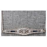 14K GOLD & 0.925 SILVER DIAMOND SAPPHIRE NECKLACE