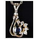 14K YELLOW GOLD TOPAZ & DIAMOND LADIES NECKLACE