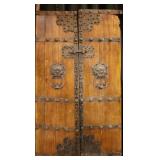 ANTIQUE CHINESE IRON ELMWOOD TEMPLE DOORS