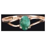 DAINTY 10K YELLOW GOLD EMERALD LADIES RING