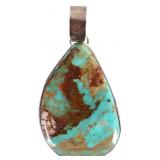 SIGNED ADAM FIERRO TEARDROP TURQUOISE PENDANT
