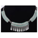 SW STYLE 925 SILVER LADIES DANGLE NECKLACE W/ TURQ