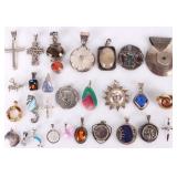 ASSORTED STERLING SILVER LADIES PENDANT LOT OF 28