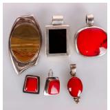 STERLING SILVER LADIES PENDANTS & EARRINGS (5)