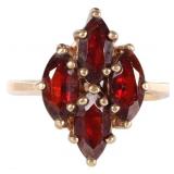10K YELLOW GOLD LADIES RING W/ GARNET GEMSTONES