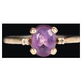10K YELLOW GOLD LADIES RING W/ SPINEL & DIAMONDS