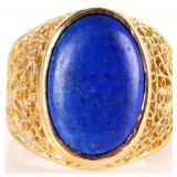 18K  GOLD FILIGREE LAPIS LAZULI  LADIES RING