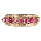 18K YELLOW GOLD LADIES RING W/ RUBIES & ETCHINGS
