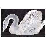 LALIQUE VINTAGE HEAD-DOWN SWAN FROSTED STATUE
