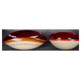 ITALIAN MURANO RED ART GLASS FOLDED RIM BOWLS (2)