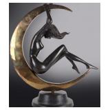 ART DECO BRONZE LUNAR GODDESS SCULPTURE