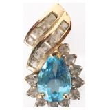10K YELLOW GOLD LADIES PENDANT W/ 1.25CT TOPAZ