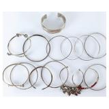 STERLING SILVER LADIES BANGLE/CUFF BRACELETS (14)
