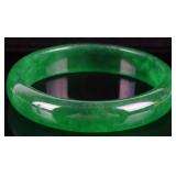 B+C GRADE GREEN JADE HOLOLITH BANGLE GIA CERT