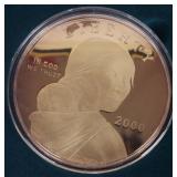 2000 SACAGAWEA 4 OZ FINE SILVER 24K LAYERED ROUND