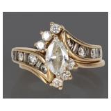 14K YELLOW GOLD ENGAGEMENT RING SET W/ DIAMONDS