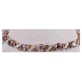 14K YELLOW GOLD DIAMOND & AMETHYST BRACELET