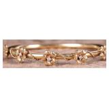 14K YELLOW GOLD NATURAL DIAMOND FLORAL BRACELET
