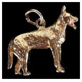 SOLID 14K YELLOW GOLD GERMAN SHEPARD PENDANT