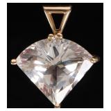 14K YELLOW GOLD PENDANT W/ LARGE FAN-CUT TOPAZ
