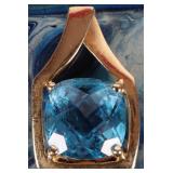14K YELLOW GOLD LADIES PENDANT W/ 3CT TOPAZ GEM