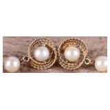 14K YELLOW GOLD LADIES EARRINGS W/ GENUINE PEARLS